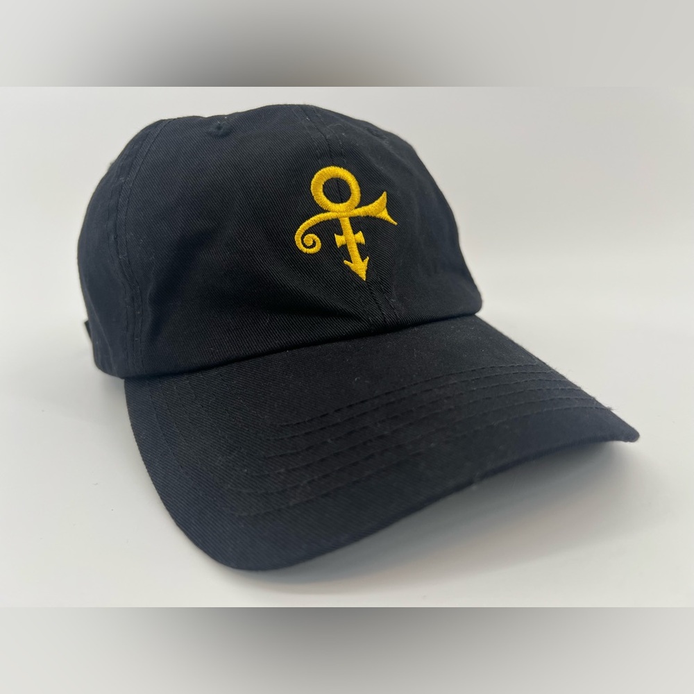 Prince Hat Cap Strap Back Mens Black Gold Love Symbol Embroidered Music Pop